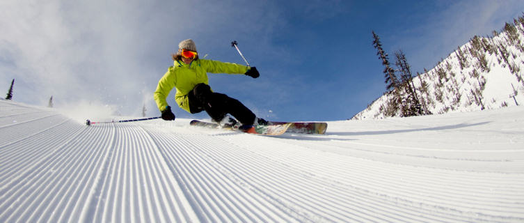 Ski on Kicking Horse's groomed slopes